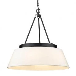 Penn 6-Light Matte Black Modern White Shade Chandelier by Golden Lighting