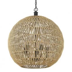 Florence 5 Light Matte Black Natural Raphia Rope Globe Pendant Light by Golden Lighting -Golden Lighting Shop matte black natural raphia rope golden lighting chandeliers 6933 5p blk nr 4f 1000