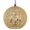 Florence 5 Light Matte Black Natural Raphia Rope Globe Pendant Light by Golden Lighting
