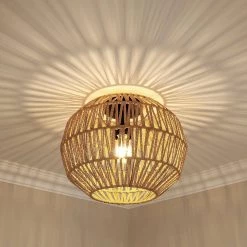 Florence 1-Light Matte Black Natural Raphia Rope Flush Mount by Golden Lighting -Golden Lighting Shop matte black natural raphia rope golden lighting flush mount lights 6933 fm blk nr 44 1000