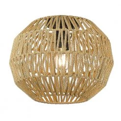 Florence 1-Light Matte Black Natural Raphia Rope Flush Mount by Golden Lighting