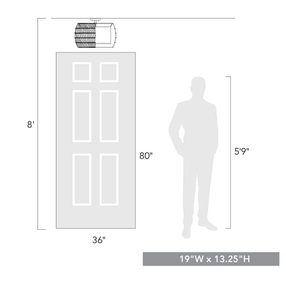 Everly 4-Light Matte Black Natural Rattan Semi-Flush Mount Light by Golden Lighting 6 Everly 4-Light Matte Black Natural Rattan Semi-Flush Mount Light by Golden Lighting - Image 4