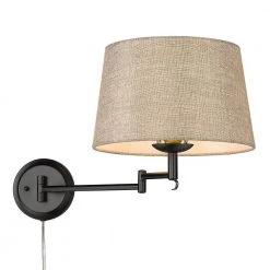 Eleanor 1-Light Matte Black Natural Sisal Articulating Wall Sconce by Golden Lighting -Golden Lighting Shop matte black natural sisal golden lighting vanity lighting 3692 a1w blk ns 44 1000