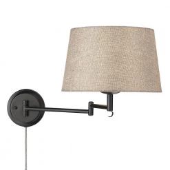 Eleanor 1-Light Matte Black Natural Sisal Articulating Wall Sconce by Golden Lighting -Golden Lighting Shop matte black natural sisal golden lighting vanity lighting 3692 a1w blk ns 4f 1000