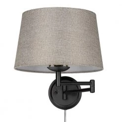 Eleanor 1-Light Matte Black Natural Sisal Articulating Wall Sconce by Golden Lighting