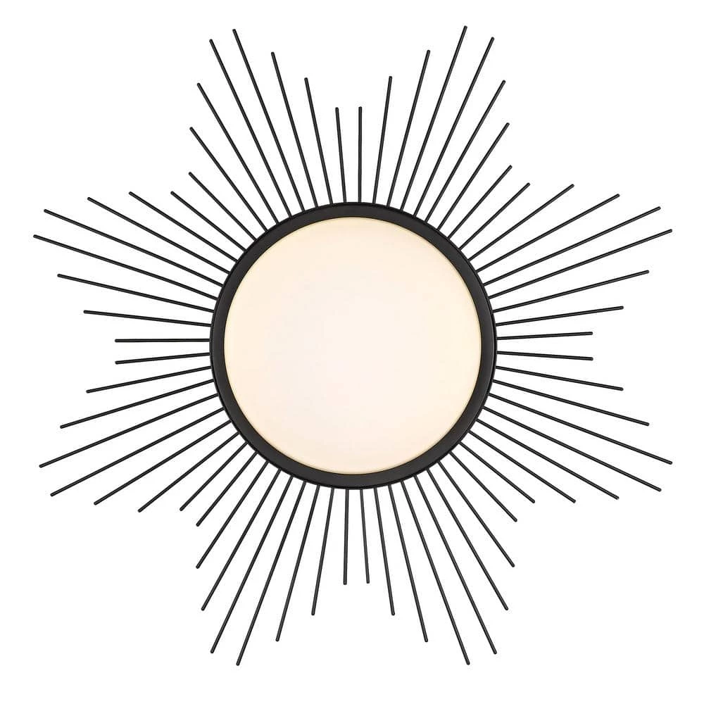 Kieran 24 in. 1-Light Matte Black Opal Glass LED Flush Mount by Golden Lighting 6 Kieran 24 in. 1-Light Matte Black Opal Glass LED Flush Mount by Golden Lighting - Image 4