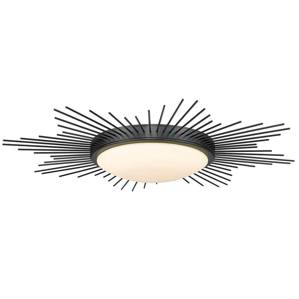 Kieran 24 in. 1-Light Matte Black Opal Glass LED Flush Mount by Golden Lighting 5 Kieran 24 in. 1-Light Matte Black Opal Glass LED Flush Mount by Golden Lighting - Image 3