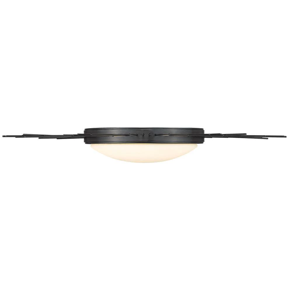 Kieran 24 in. 1-Light Matte Black Opal Glass LED Flush Mount by Golden Lighting 4 Kieran 24 in. 1-Light Matte Black Opal Glass LED Flush Mount by Golden Lighting - Image 2