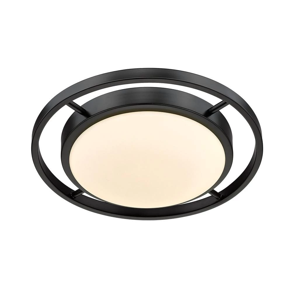Astra 13.5 in. 1-Light Matte Black Opal Glass LED Flush Mount by Golden Lighting 5 Astra 13.5 in. 1-Light Matte Black Opal Glass LED Flush Mount by Golden Lighting - Image 3