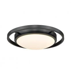 Astra 13.5 in. 1-Light Matte Black Opal Glass LED Flush Mount by Golden Lighting