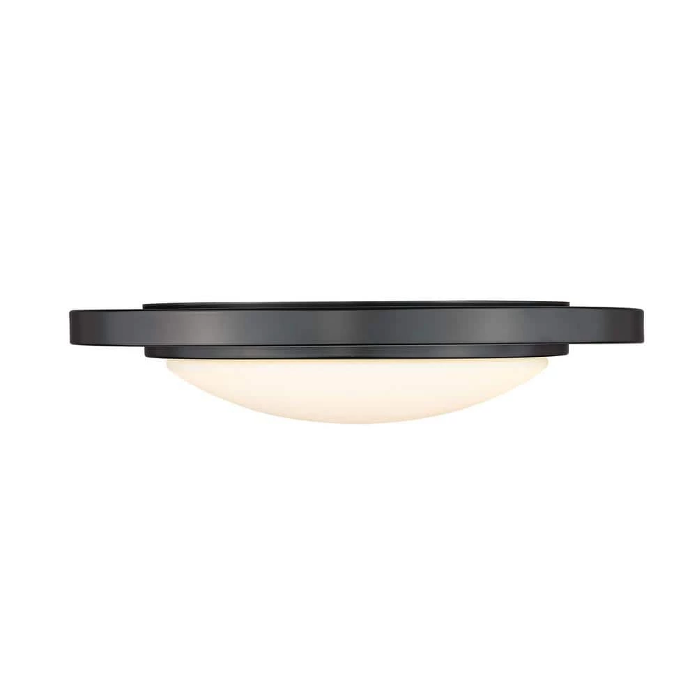 Astra 13.5 in. 1-Light Matte Black Opal Glass LED Flush Mount by Golden Lighting 4 Astra 13.5 in. 1-Light Matte Black Opal Glass LED Flush Mount by Golden Lighting - Image 2