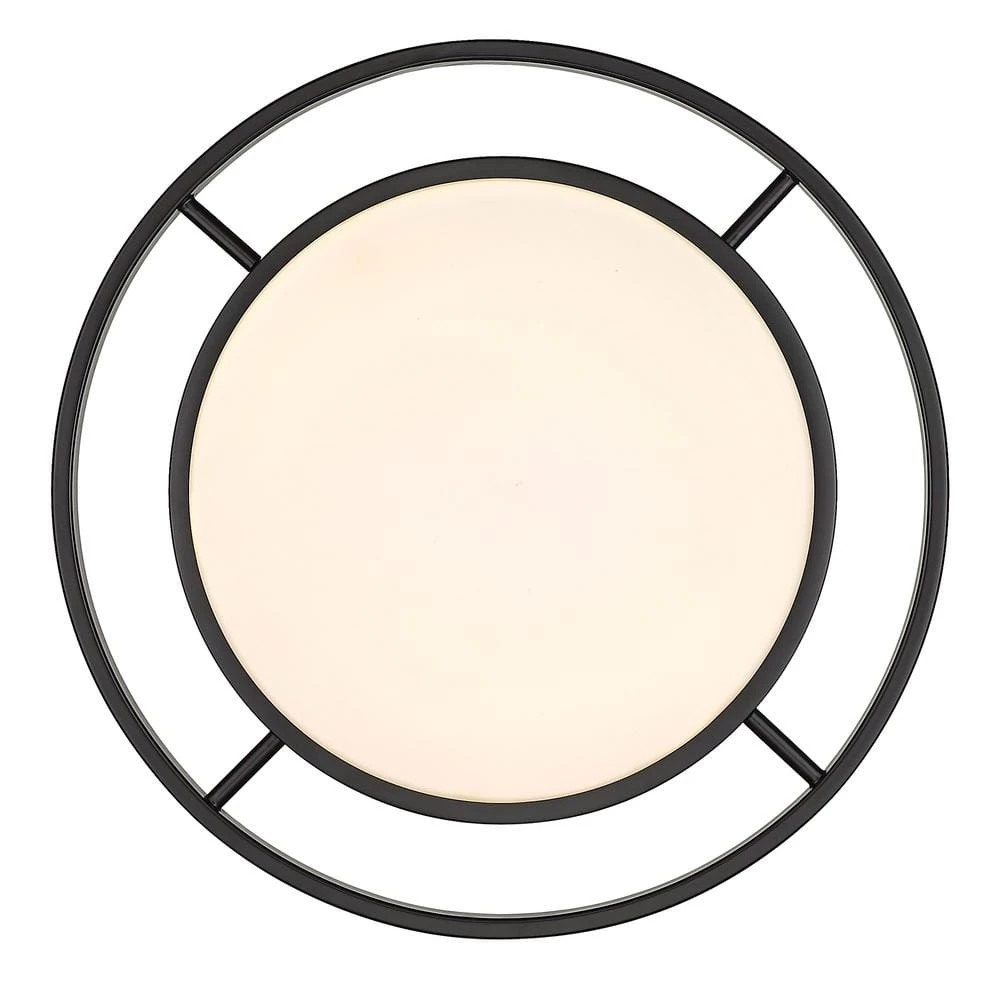 Astra 16.5 in. 1-Light Matte Black Opal Glass LED Flush Mount by Golden Lighting 6 Astra 16.5 in. 1-Light Matte Black Opal Glass LED Flush Mount by Golden Lighting - Image 4