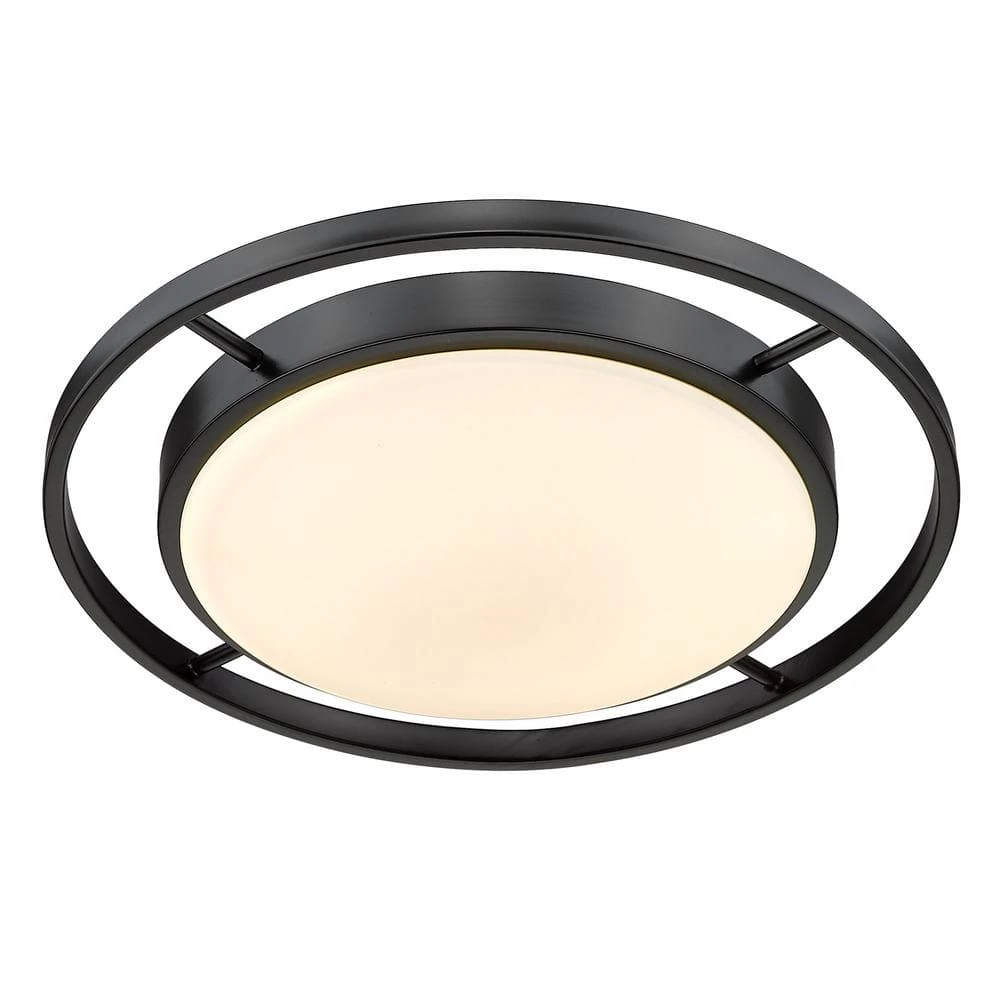 Astra 16.5 in. 1-Light Matte Black Opal Glass LED Flush Mount by Golden Lighting 5 Astra 16.5 in. 1-Light Matte Black Opal Glass LED Flush Mount by Golden Lighting - Image 3