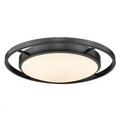 Astra 16.5 in. 1-Light Matte Black Opal Glass LED Flush Mount by Golden Lighting
