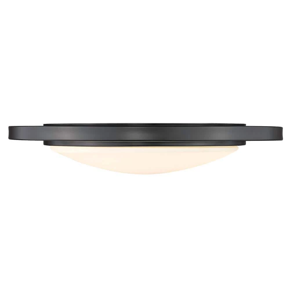 Astra 16.5 in. 1-Light Matte Black Opal Glass LED Flush Mount by Golden Lighting 4 Astra 16.5 in. 1-Light Matte Black Opal Glass LED Flush Mount by Golden Lighting - Image 2