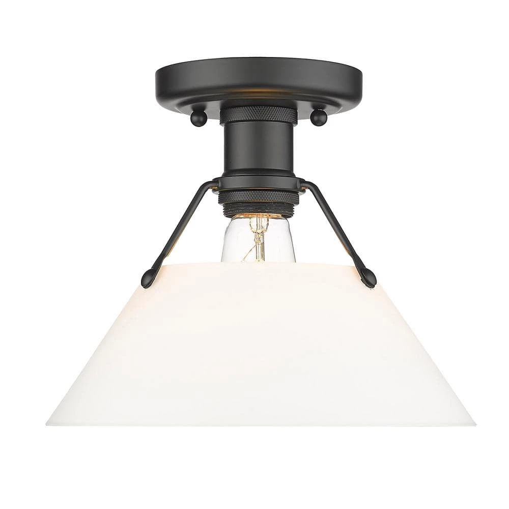 Orwell 10.0 in. 1-Light Matte Black Opal Glass Shade Flush Mount by Golden Lighting 4 Orwell 10.0 in. 1-Light Matte Black Opal Glass Shade Flush Mount by Golden Lighting - Image 2