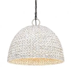 Rue 5-Light Matte Black Painted Sweet Grass Shade Geometric Pendant Light by Golden Lighting