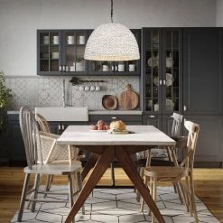 Rue 5-Light Matte Black Painted Sweet Grass Shade Geometric Pendant Light by Golden Lighting -Golden Lighting Shop matte black painted sweet grass shade golden lighting chandeliers 1081 5p blk psg fa 1000