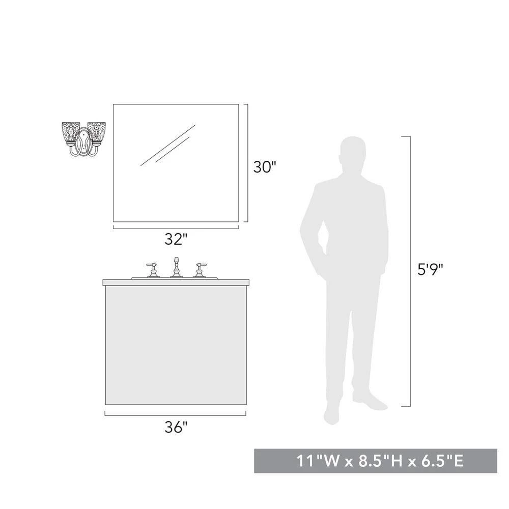 Parrish 2-Light Matte Black Seeded Glass Sconce by Golden Lighting 6 Parrish 2-Light Matte Black Seeded Glass Sconce by Golden Lighting - Image 4