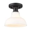 Carver 7.5 in. 1-Light Matte Black Vintage Milk Glass Flush Mount by Golden Lighting -Golden Lighting Shop matte black vintage milk glass golden lighting flush mount lights 0305 fm blk vmg 64 1000