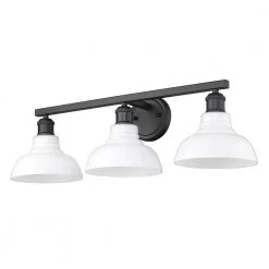 Carver 3-Light Matte Black Bath Vanity Light by Golden Lighting -Golden Lighting Shop matte black vintage milk glass golden lighting vanity lighting 0305 ba3 blk vmg 1f 1000