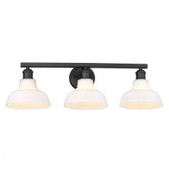 Carver 3-Light Matte Black Bath Vanity Light by Golden Lighting -Golden Lighting Shop matte black vintage milk glass golden lighting vanity lighting 0305 ba3 blk vmg 4f 1000