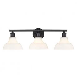 Carver 3-Light Matte Black Bath Vanity Light by Golden Lighting -Golden Lighting Shop matte black vintage milk glass golden lighting vanity lighting 0305 ba3 blk vmg c3 1000