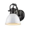 Duncan Collection Black 1-Light Bath Sconce Light with White Shade by Golden Lighting 2 Duncan Collection Black 1-Light Bath Sconce Light with White Shade by Golden Lighting -Golden Lighting Shop matte black with gloss white shade golden lighting vanity lighting 3602 ba1 blk wh 64 1000