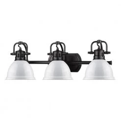 Duncan 3-Light Black Bath Light with White Shade by Golden Lighting 9 Duncan 3-Light Black Bath Light with White Shade by Golden Lighting -Golden Lighting Shop matte black with gloss white shade golden lighting vanity lighting 3602 ba3 blk wh 4f 1000