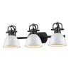 Duncan 3-Light Black Bath Light with White Shade by Golden Lighting 1 Duncan 3-Light Black Bath Light with White Shade by Golden Lighting -Golden Lighting Shop matte black with gloss white shade golden lighting vanity lighting 3602 ba3 blk wh 64 1000