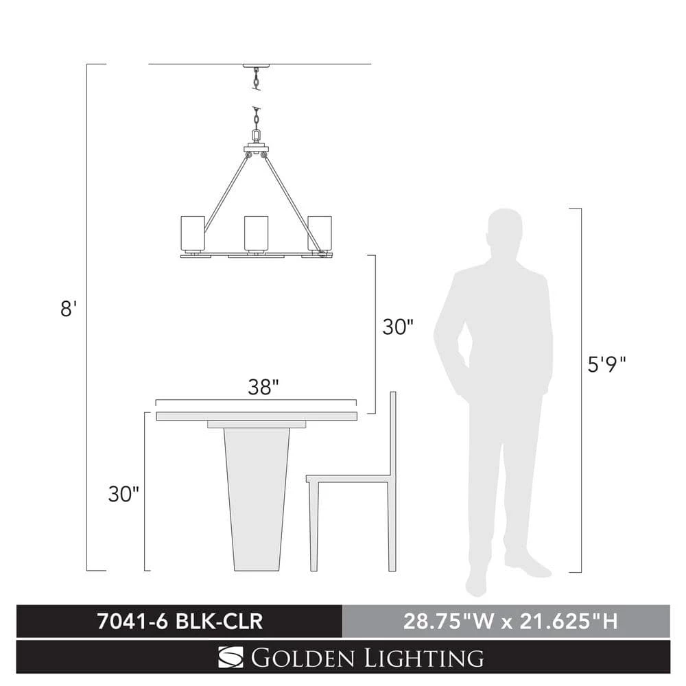 Monroe 6 Light Chandelier by Golden Lighting 6 Monroe 6 Light Chandelier by Golden Lighting - Image 4