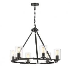 Monroe 6 Light Chandelier by Golden Lighting 8 Monroe 6 Light Chandelier by Golden Lighting -Golden Lighting Shop matte black with gold highlights golden lighting chandeliers 7041 6 blk clr 4f 1000