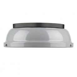 Duncan 14 in. 2-Light Matte Black Flush Mount with Gray Shade by Golden Lighting -Golden Lighting Shop matte black with gray shade golden lighting flush mount lights 3602 14 blk gy c3 1000