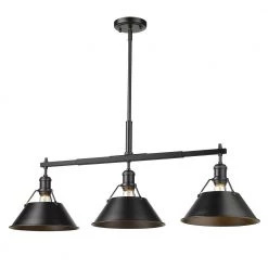 Orwell 3-Light Matte Black Linear Pendant by Golden Lighting -Golden Lighting Shop matte black with matte black golden lighting chandeliers 3306 lp blk blk 4f 1000