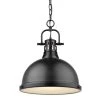 Duncan 1-Light Black Pendant and Chain with Matte Black Shade by Golden Lighting