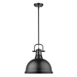 Duncan 1-Light Black Pendant and Rod with Matte Black Shade by Golden Lighting -Golden Lighting Shop matte black with matte black shade golden lighting chandeliers 3604 l blk blk c3 1000