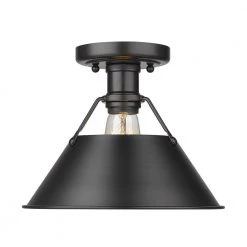 Orwell 10 in. 1-Light Matte Black Flush Mount by Golden Lighting