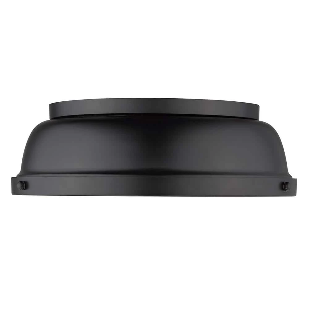 Duncan 14 in. 2-Light Matte Black Flush Mount with Matte Black Shade by Golden Lighting 5 Duncan 14 in. 2-Light Matte Black Flush Mount with Matte Black Shade by Golden Lighting - Image 4