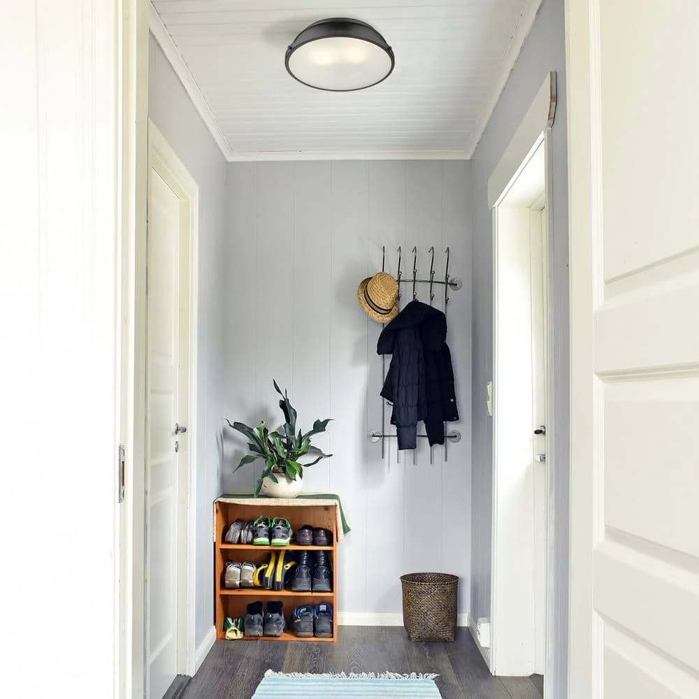 Duncan 14 in. 2-Light Matte Black Flush Mount with Matte Black Shade by Golden Lighting 3 Duncan 14 in. 2-Light Matte Black Flush Mount with Matte Black Shade by Golden Lighting - Image 2