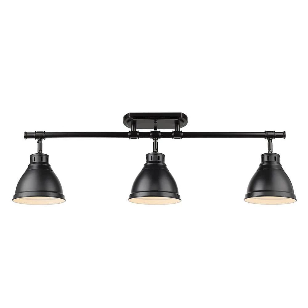 Duncan Collection 3-Light Black Semi-Flush Mount with Matte Black Shade by Golden Lighting 6 Duncan Collection 3-Light Black Semi-Flush Mount with Matte Black Shade by Golden Lighting - Image 4