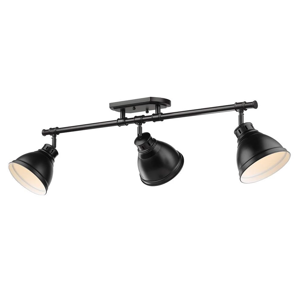 Duncan Collection 3-Light Black Semi-Flush Mount with Matte Black Shade by Golden Lighting 5 Duncan Collection 3-Light Black Semi-Flush Mount with Matte Black Shade by Golden Lighting - Image 3