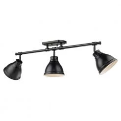 Duncan Collection 3-Light Black Semi-Flush Mount with Matte Black Shade by Golden Lighting