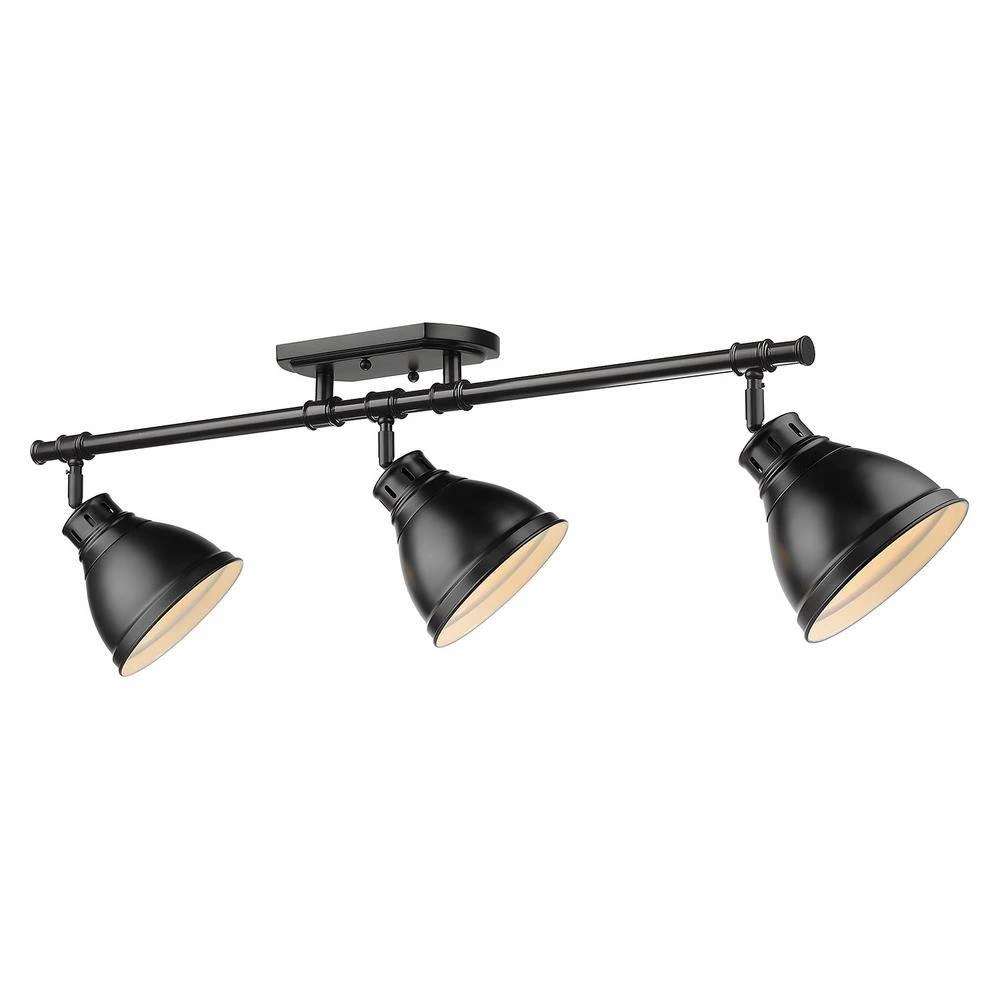 Duncan Collection 3-Light Black Semi-Flush Mount with Matte Black Shade by Golden Lighting 4 Duncan Collection 3-Light Black Semi-Flush Mount with Matte Black Shade by Golden Lighting - Image 2