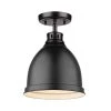 Duncan Collection 1-Light Black Flush Mount with Matte Black Shade by Golden Lighting -Golden Lighting Shop matte black with matte black shade golden lighting flush mount lights 3602 fm blk blk 64 1000