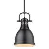 Duncan 1-Light Black Pendant and Rod with Matte Black Shade by Golden Lighting