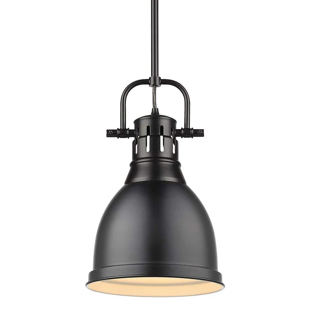 Duncan 1-Light Black Pendant and Rod with Matte Black Shade by Golden Lighting 3 Duncan 1-Light Black Pendant and Rod with Matte Black Shade by Golden Lighting