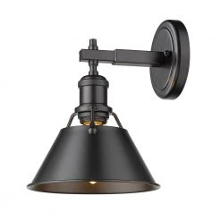 Orwell 4.875 in. 1-Light Black Vanity Light with Black Shade by Golden Lighting -Golden Lighting Shop matte black with matte black shade golden lighting vanity lighting 3306 ba1 blk blk 4f 1000