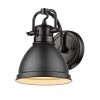 Duncan Collection Black 1-Light Bath Sconce Light with Matte Black Shade by Golden Lighting 1 Duncan Collection Black 1-Light Bath Sconce Light with Matte Black Shade by Golden Lighting -Golden Lighting Shop matte black with matte black shade golden lighting vanity lighting 3602 ba1 blk blk 64 1000