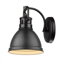 Duncan Collection Black 1-Light Bath Sconce Light with Matte Black Shade by Golden Lighting 7 Duncan Collection Black 1-Light Bath Sconce Light with Matte Black Shade by Golden Lighting -Golden Lighting Shop matte black with matte black shade golden lighting vanity lighting 3602 ba1 blk blk c3 1000