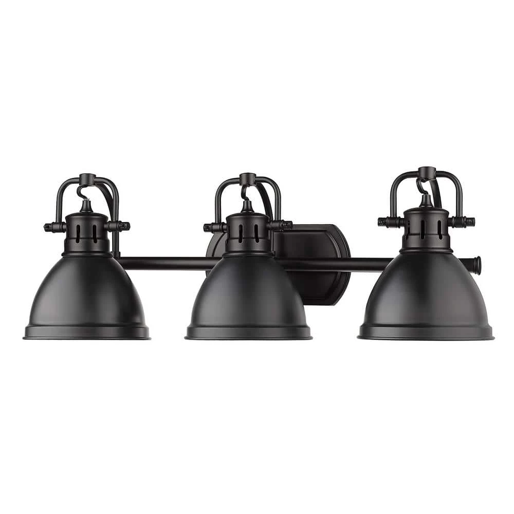 Duncan 3-Light Black Bath Light with Matte Black Shade by Golden Lighting 6 Duncan 3-Light Black Bath Light with Matte Black Shade by Golden Lighting - Image 4